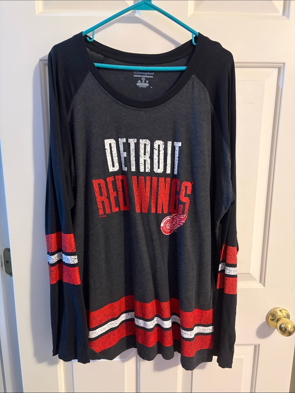 Champion Authentic Athleticwear Tee - Black with Red & Blue Logo